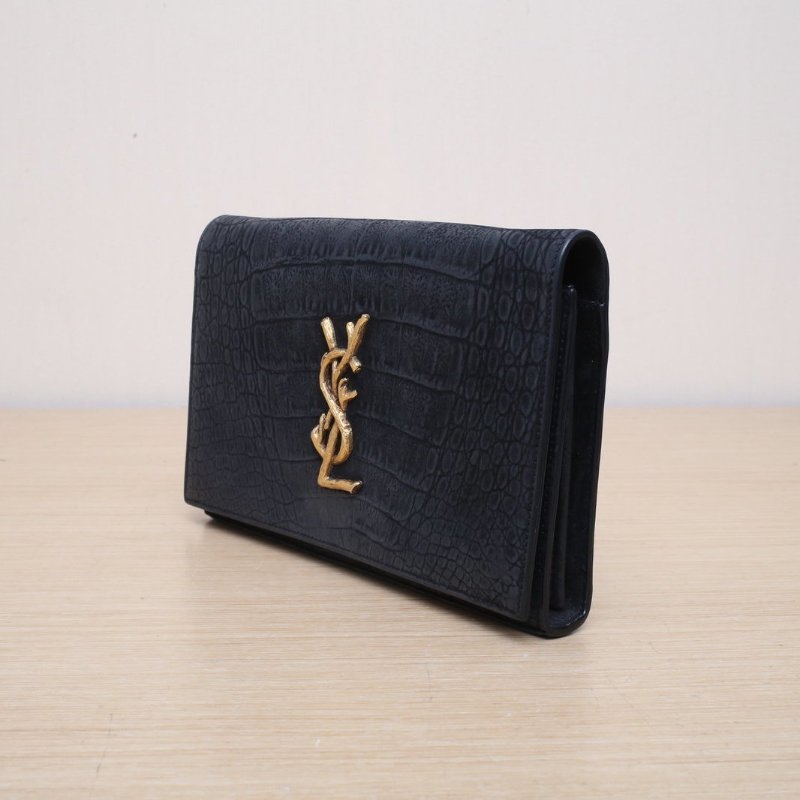 SAINT LAURENT 黑色牛皮金扣MONOGRAMwoc鏈條包肩背包-4