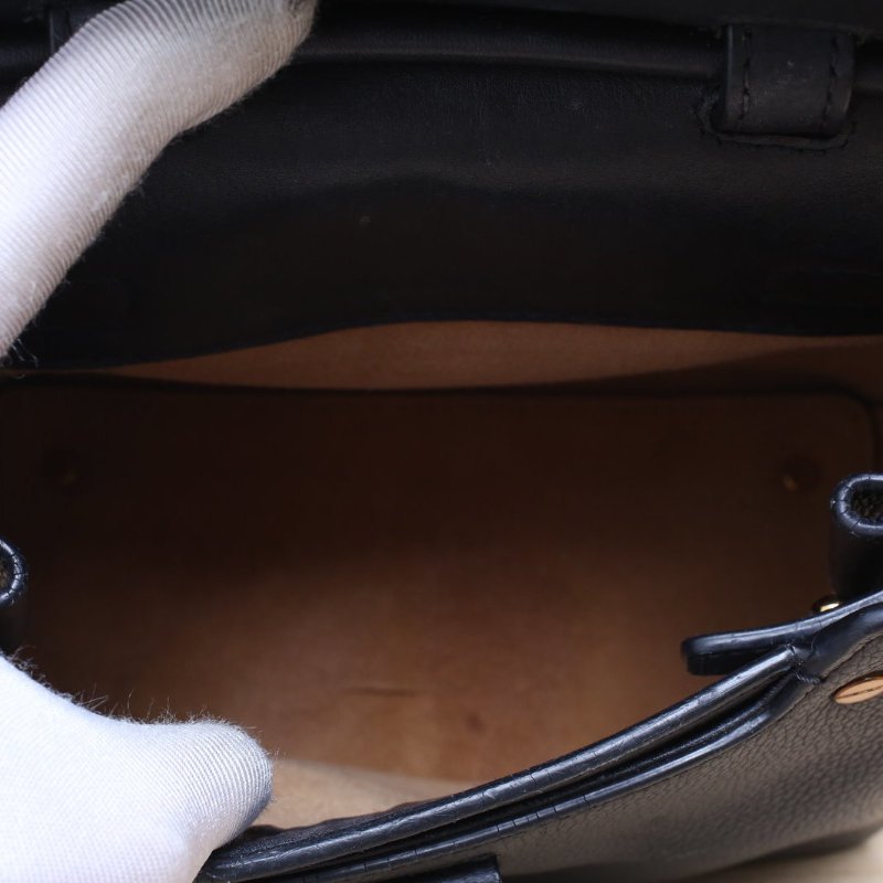 MCM 黑色牛皮手提單肩包肩背包-4