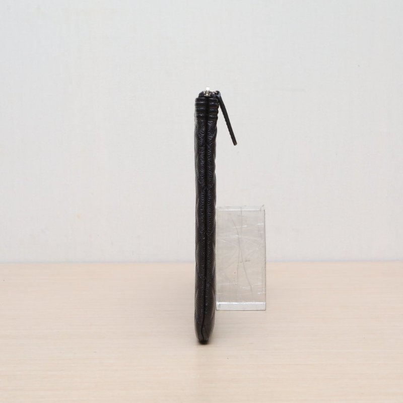 CHANEL Leboy手拿包27黑色荔枝牛皮25開金扣肩背包-3