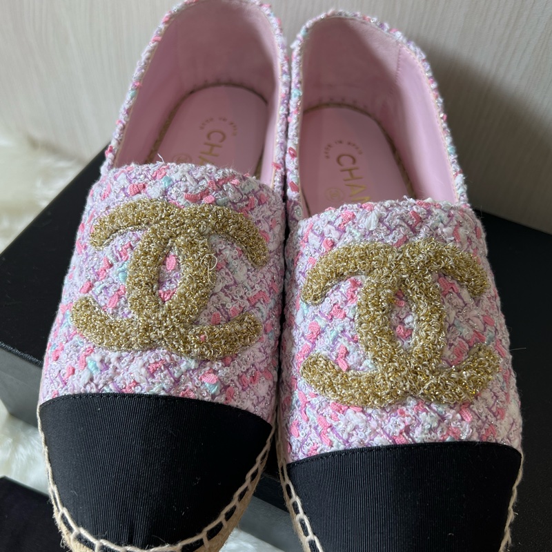 Chanel小香香奈兒超美毛呢漁夫鞋（全新閒置品）-1