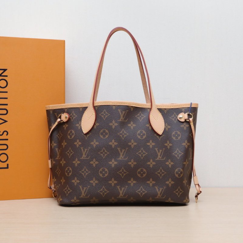 LOUIS VUITTON Neverfull小號29配子袋玫紅內裏老花PVC金扣2021肩背包-0