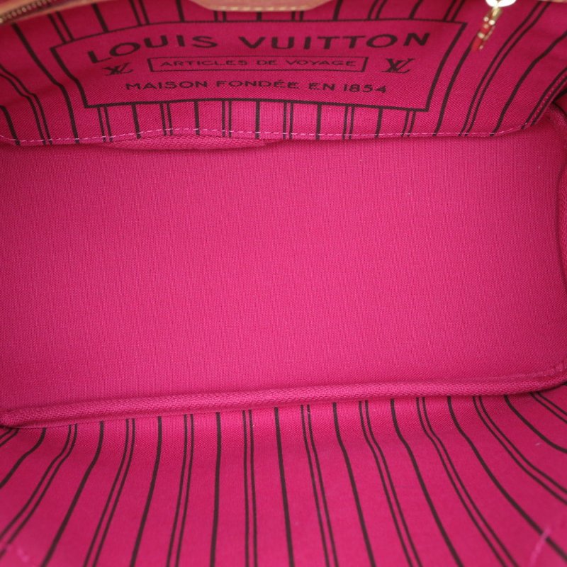 LOUIS VUITTON Neverfull小號29配子袋玫紅內裏老花PVC金扣2021肩背包-3