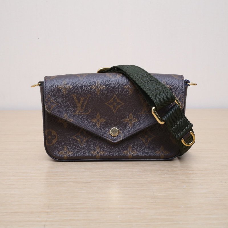 LOUIS VUITTON FelicieStrapGo新三合一寬肩帶老花PVC晶片肩背包-1