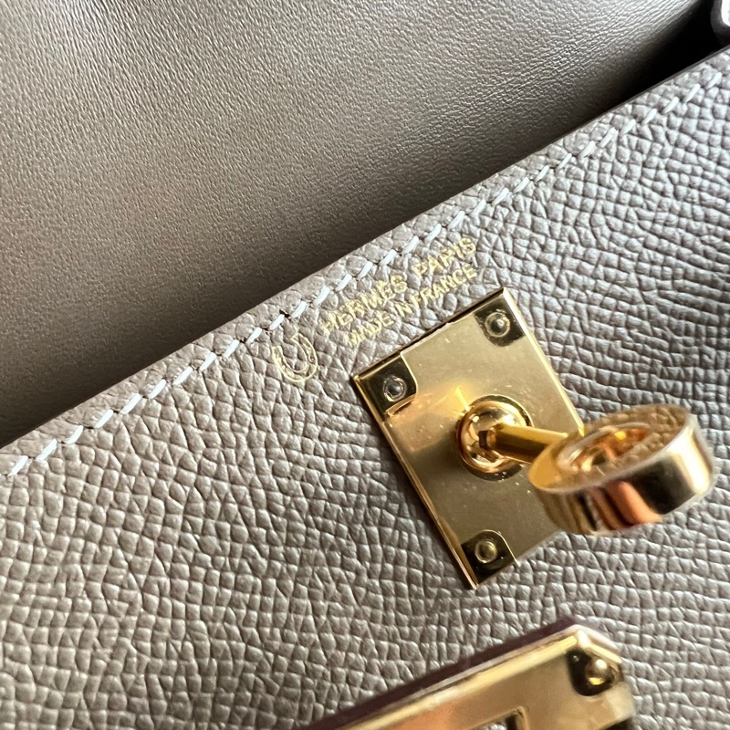 99新 Hermes Mini Kelly 2 SO 馬蹄印 etoupe x craie ghw epsom VIP 身份象徵 Stamp U-6