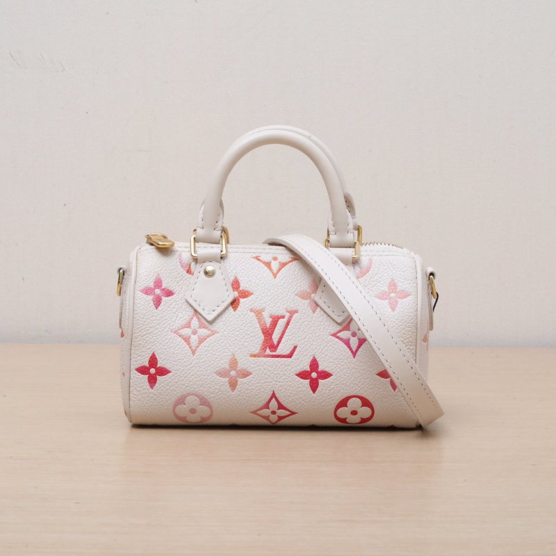 LOUIS VUITTON 米色牛皮晶片SpNano16新款漸變草莓牛奶肩背包-1