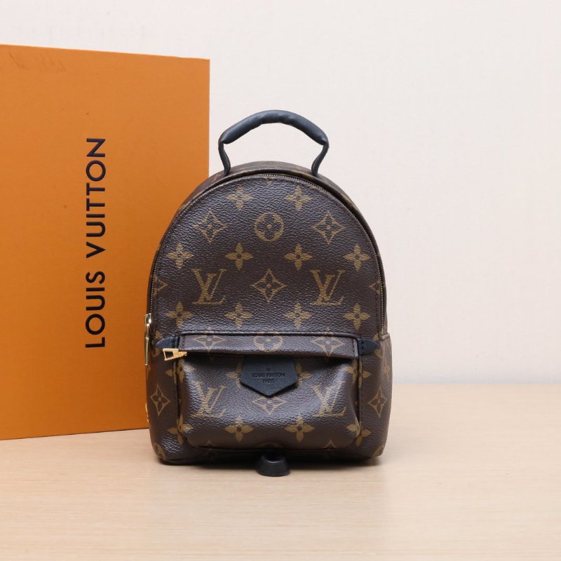 LOUIS VUITTON PalmSprings小書包Mini17新款拉鏈外露老花PVC晶片肩背包-0
