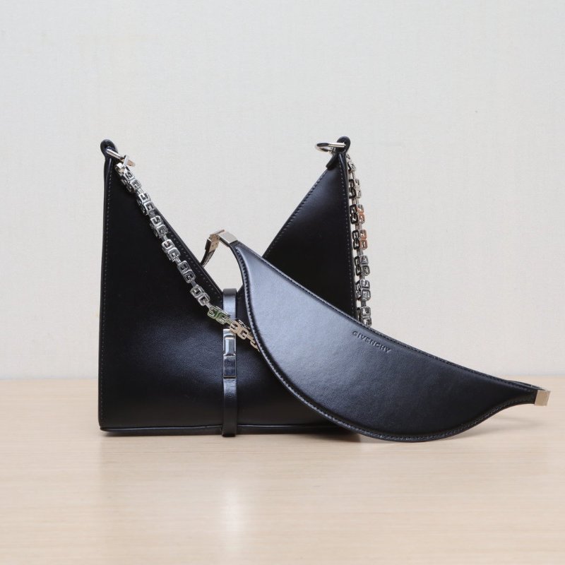 GIVENCHY CUT-OUTMini20黑色牛皮銀扣肩背包-0