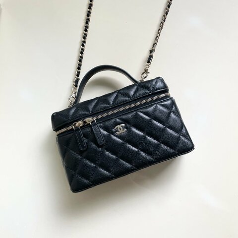 全新 CHANEL LP飯盒包 黑金 荔枝牛皮 小C釦