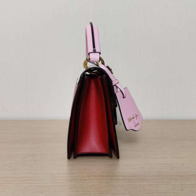 GUCCI QueenMargaret瑪格麗特皇后蜜蜂手提斜挎包小號25.5拼色牛皮金扣肩背包-3