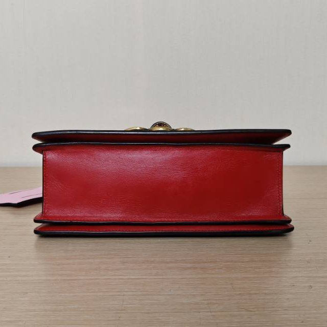 GUCCI QueenMargaret瑪格麗特皇后蜜蜂手提斜挎包小號25.5拼色牛皮金扣肩背包-4