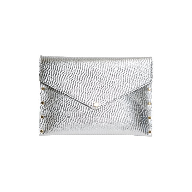 LV路易威登Epi銀色皮革信封手拿包-0