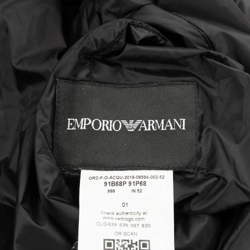 Emporio Armani 帶帽夾克,皮革尼龍材質,黑色 #01,二手男款-3