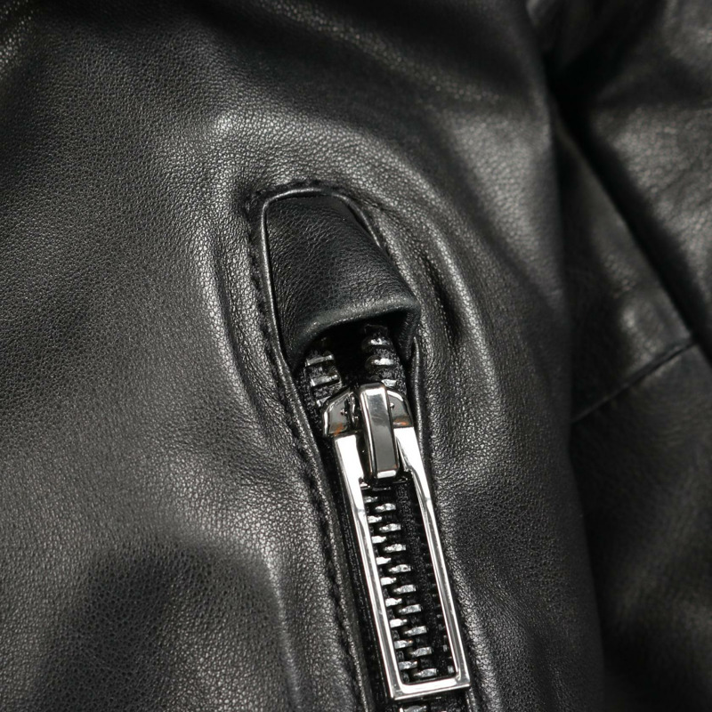 Emporio Armani 帶帽夾克,皮革尼龍材質,黑色 #01,二手男款-6