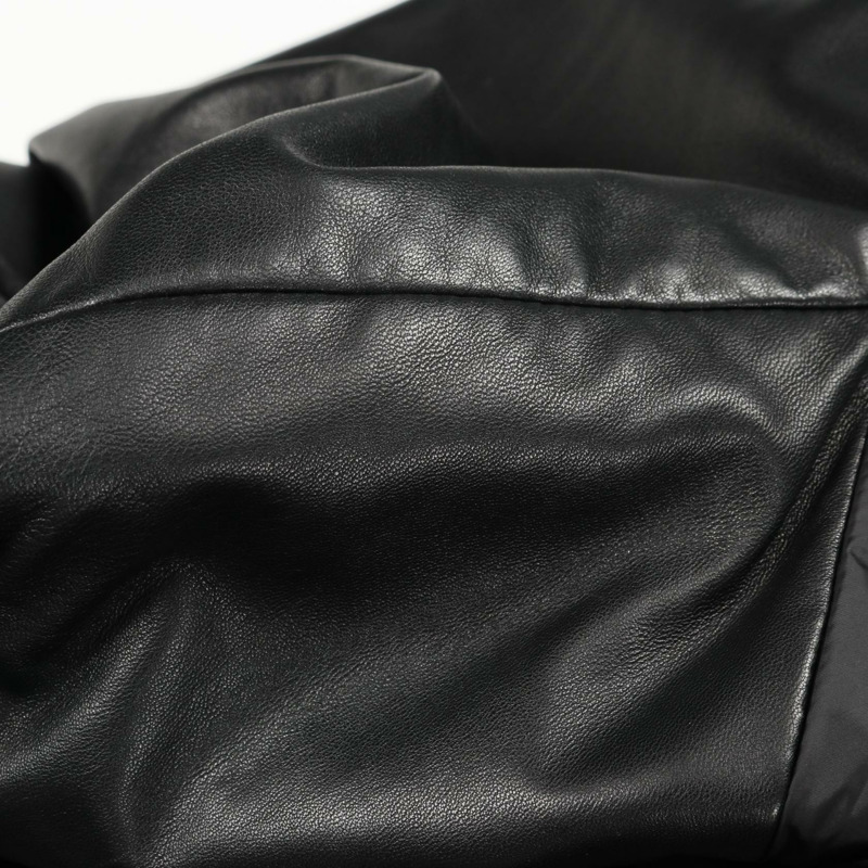 Emporio Armani 帶帽夾克,皮革尼龍材質,黑色 #01,二手男款-11