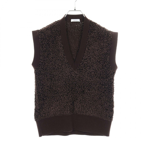 Salvatore Ferragamo V領人造絲棕色背心 #XS 二手女款