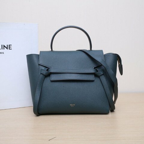 CELINE Belt鯰魚包Micro24綠色牛皮金扣肩背包