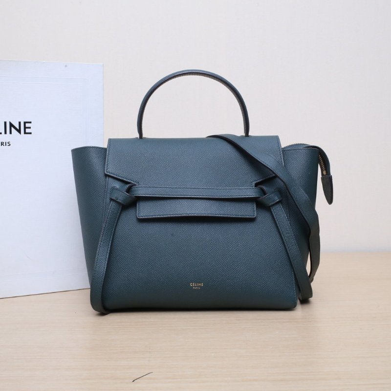 CELINE Belt鯰魚包Micro24綠色牛皮金扣肩背包-0