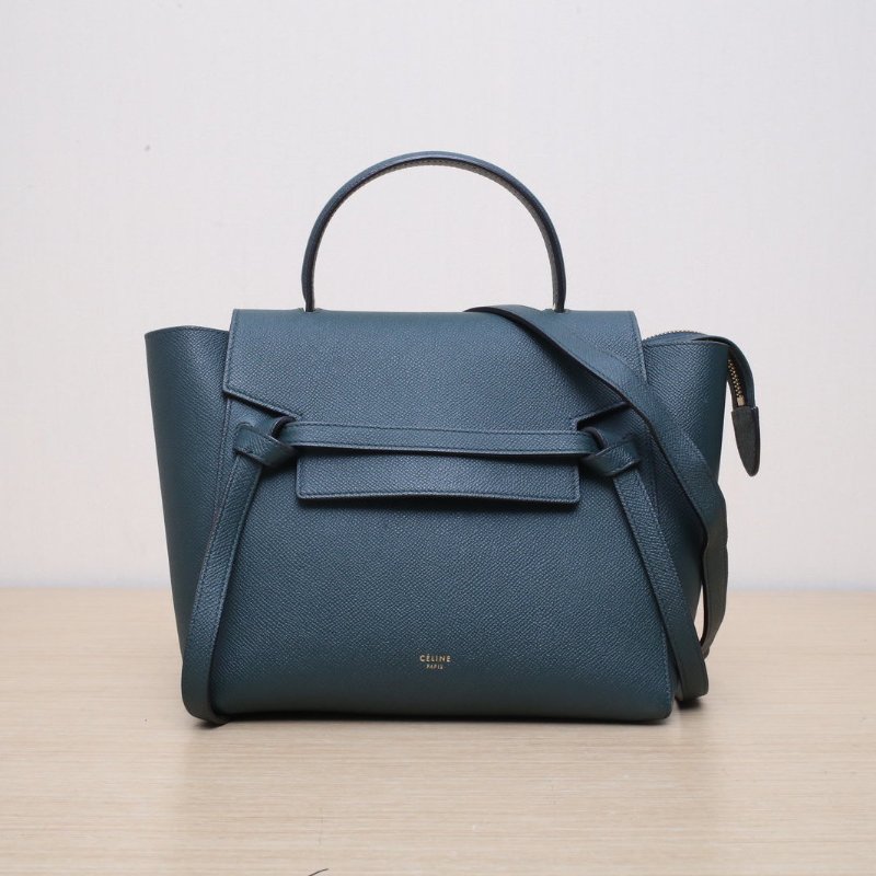 CELINE Belt鯰魚包Micro24綠色牛皮金扣肩背包-1
