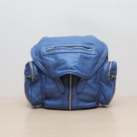 ALEXANDER WANG 藍色羊皮雙肩包Marti三肩帶肩背包