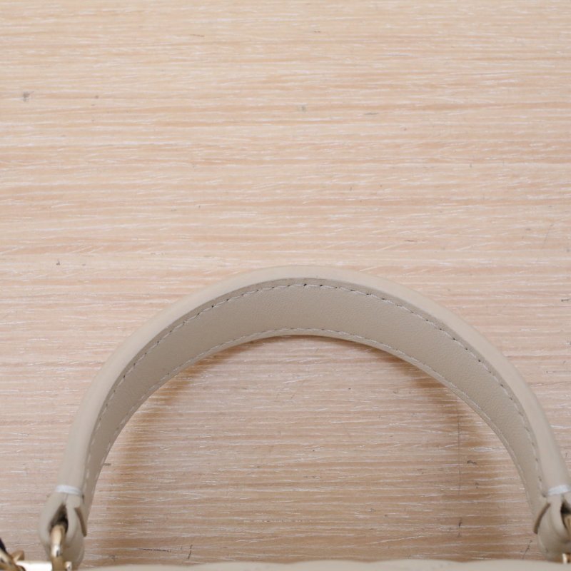 CHANEL 米色羊皮25開金扣手柄款風琴鏈條包肩背包-2