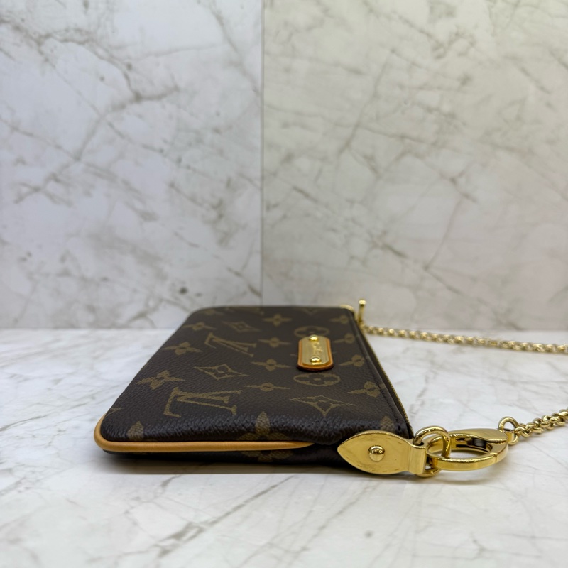 LV 老花金邊鍊條手拿包-2