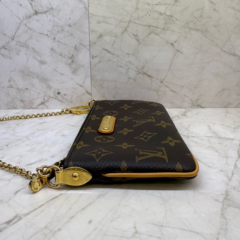 LV 老花金邊鍊條手拿包-3