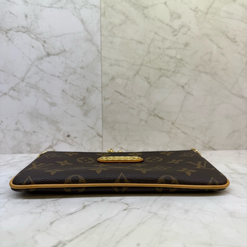 LV 老花金邊鍊條手拿包-4