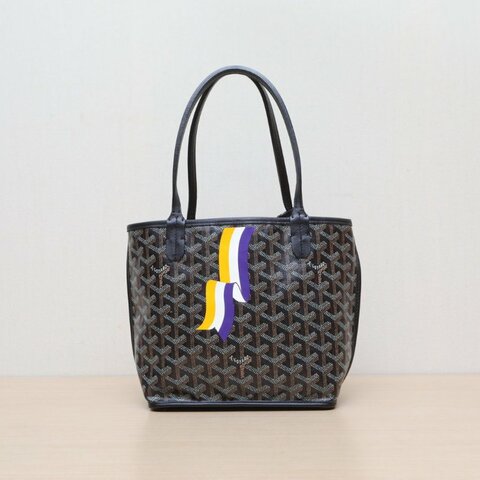 GOYARD Anjou雙面購物袋Mini20黑色牛皮/PVC銀扣肩背包