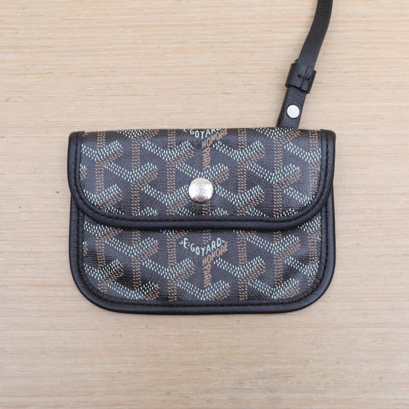 GOYARD Anjou雙面購物袋Mini20黑色牛皮/PVC銀扣肩背包-2