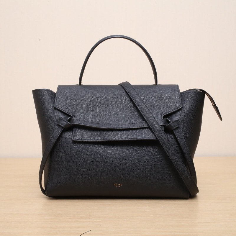 CELINE Belt鯰魚包Mini28黑色牛皮金扣肩背包-1