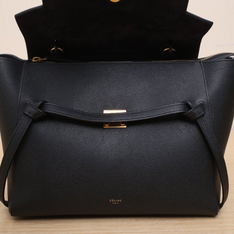 CELINE Belt鯰魚包Mini28黑色牛皮金扣肩背包-3