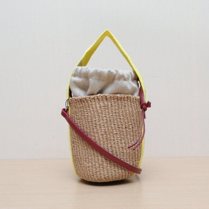 CHLOE 拼色草編菜籃子小水桶手提斜挎包肩背包-1