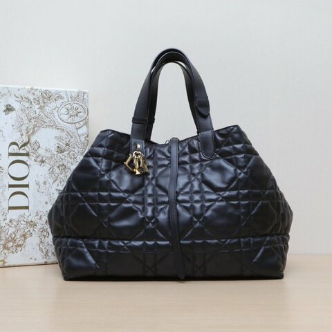 DIOR Toujours手提單肩包大號37黑色牛皮淺金扣2023肩背包