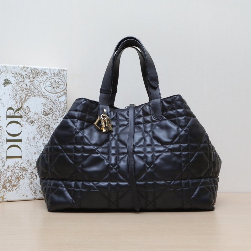 DIOR Toujours手提單肩包大號37黑色牛皮淺金扣2023肩背包-0