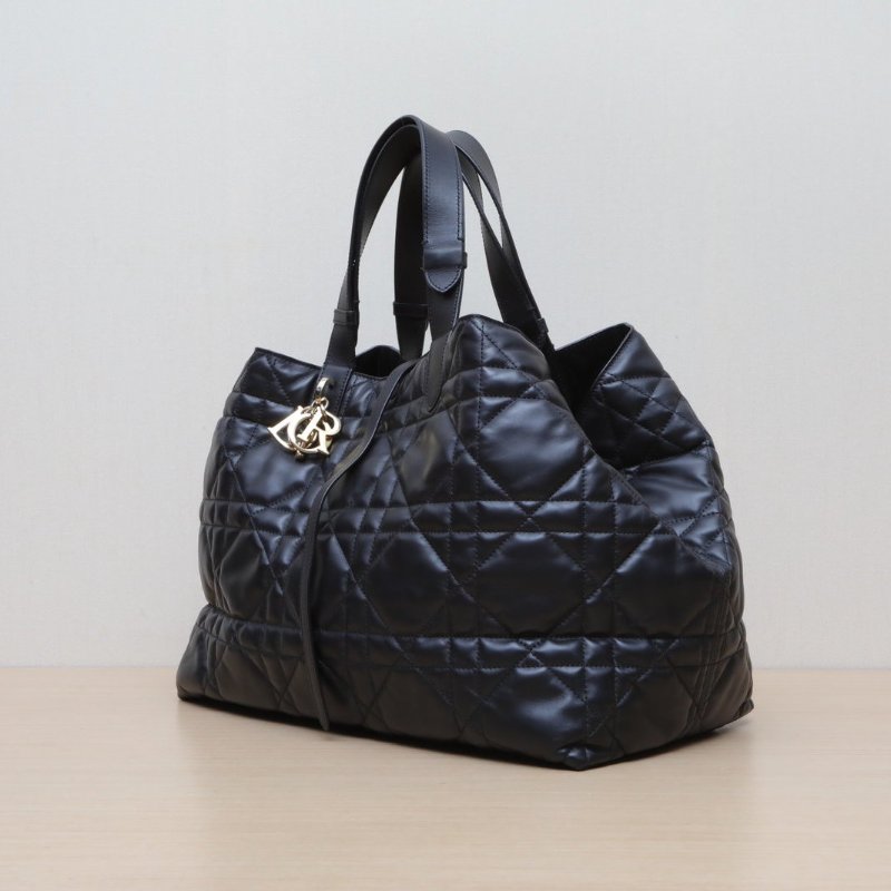 DIOR Toujours手提單肩包大號37黑色牛皮淺金扣2023肩背包-4