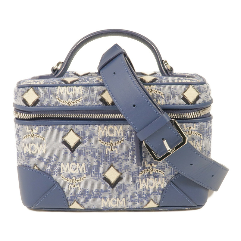 MCM 帆布Vanity Case銀扣手挽肩背兩用袋-0