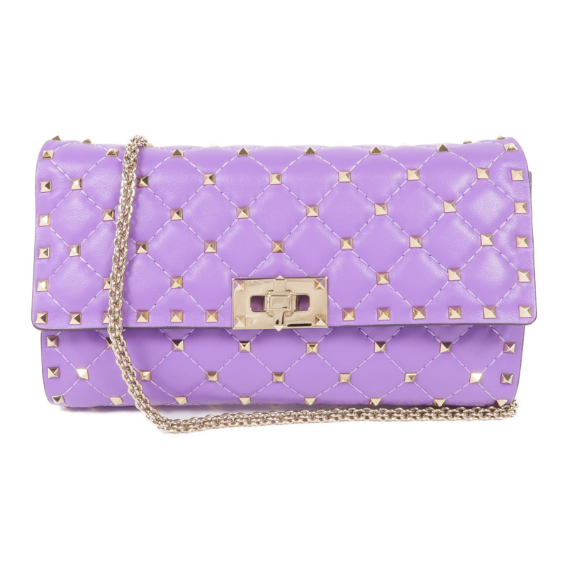 Valentino 羊皮皮革Rockstud Shoulder Bag金扣鏈帶肩背袋-0