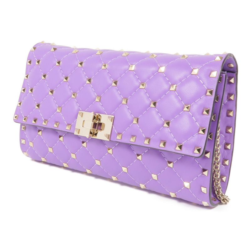 Valentino 羊皮皮革Rockstud Shoulder Bag金扣鏈帶肩背袋-2