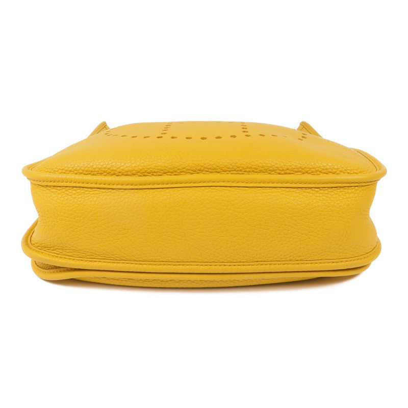 HERMES Clemence皮革Evelyne PM銀扣肩背袋Jaune Ambre-3