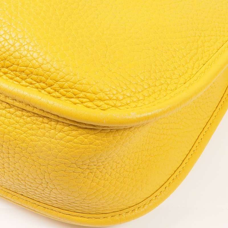 HERMES Clemence皮革Evelyne PM銀扣肩背袋Jaune Ambre-5