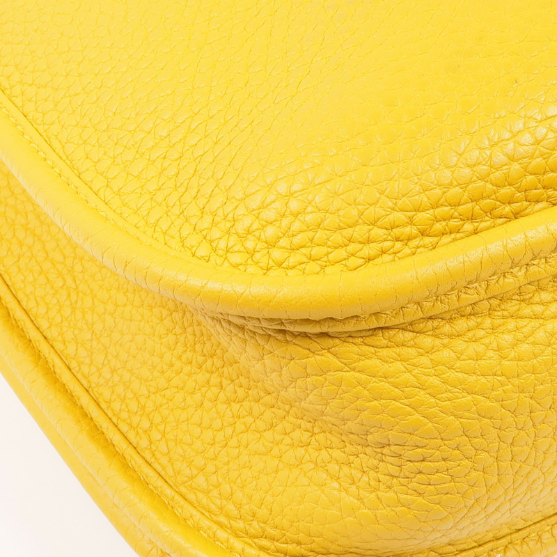 HERMES Clemence皮革Evelyne PM銀扣肩背袋Jaune Ambre-6