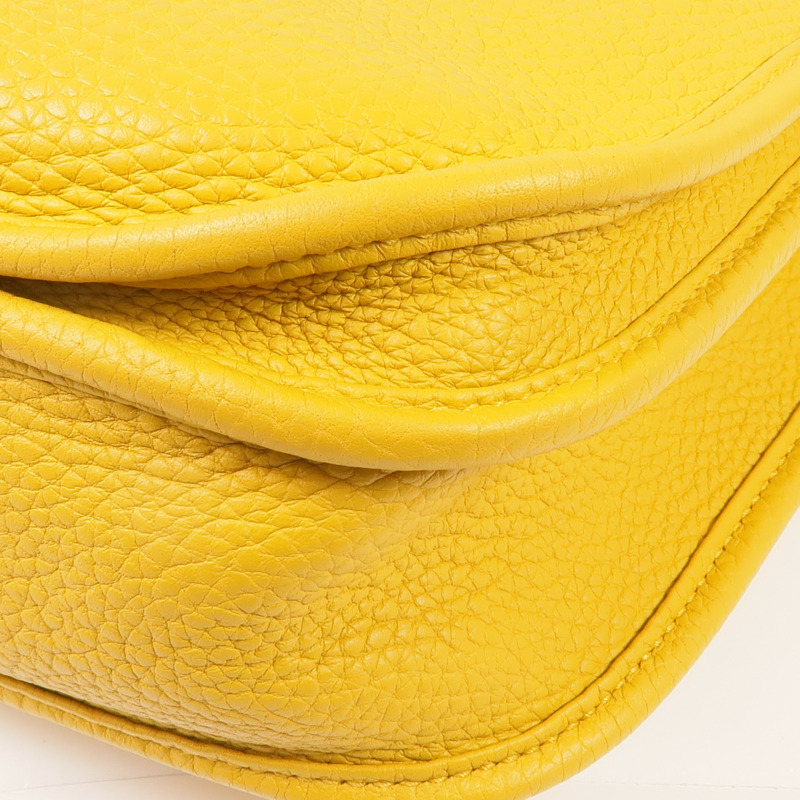 HERMES Clemence皮革Evelyne PM銀扣肩背袋Jaune Ambre-7