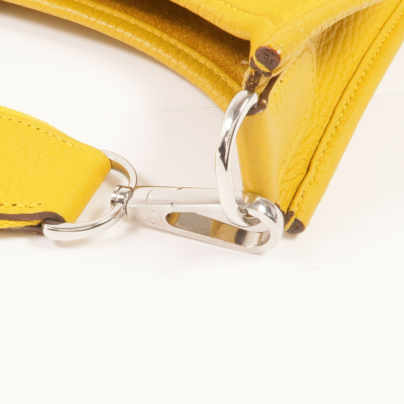 HERMES Clemence皮革Evelyne PM銀扣肩背袋Jaune Ambre-9