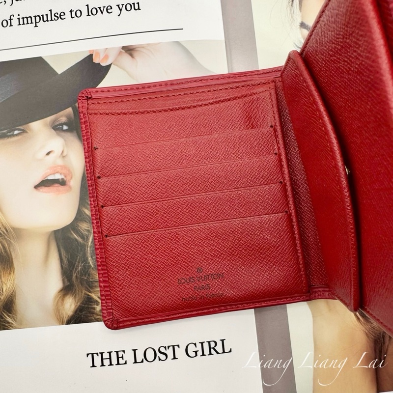 Louis Vuitton 經典EPI牛皮水波紋對折扣式紅色短夾-7