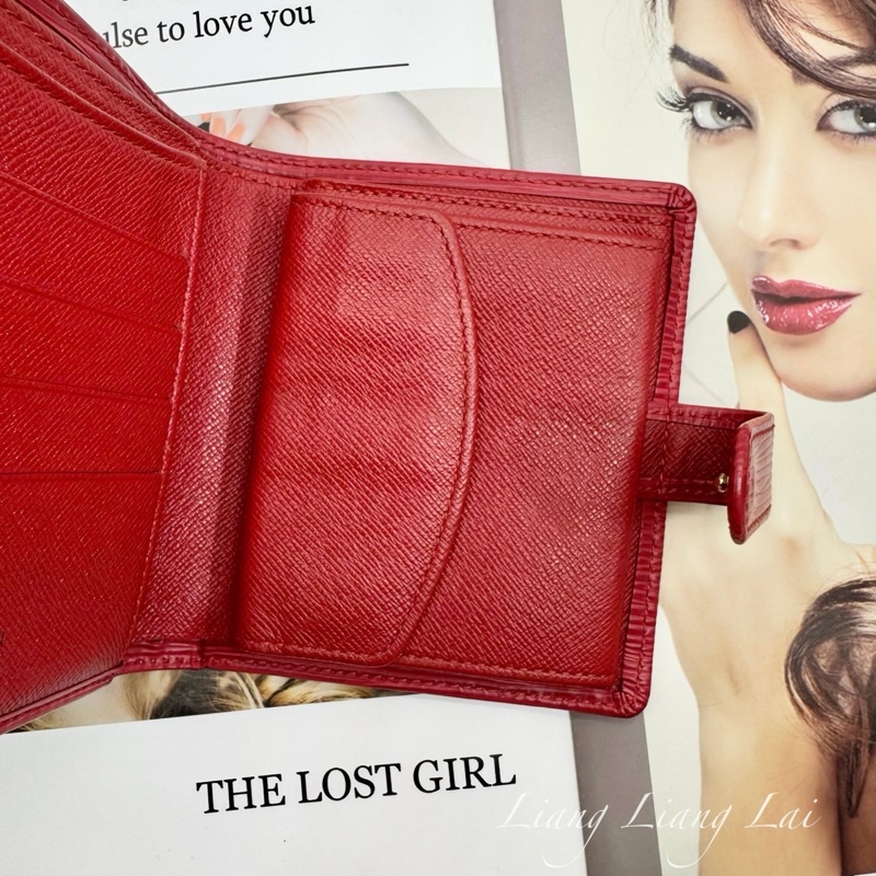 Louis Vuitton 經典EPI牛皮水波紋對折扣式紅色短夾-8