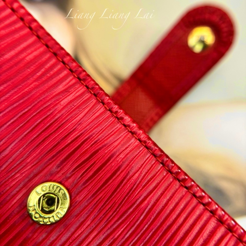 Louis Vuitton 經典EPI牛皮水波紋對折扣式紅色短夾-10