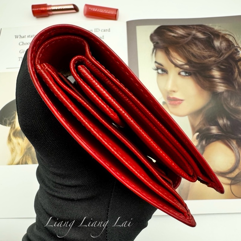 Louis Vuitton 經典EPI牛皮水波紋對折扣式紅色短夾-13