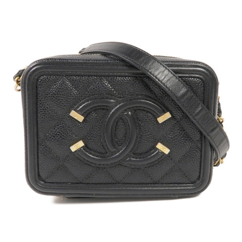CHANEL 牛皮皮革Filigree Camera Bag金扣鏈帶肩背袋