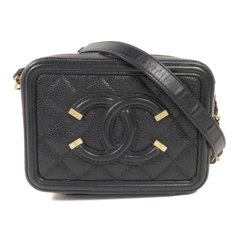CHANEL 牛皮皮革Filigree Camera Bag金扣鏈帶肩背袋-0