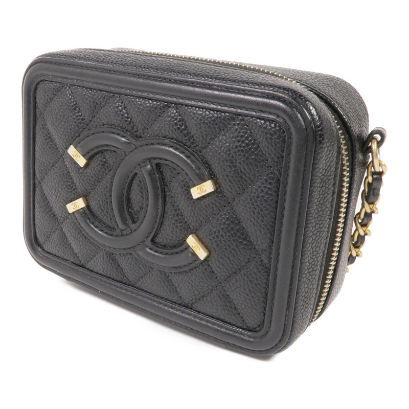 CHANEL 牛皮皮革Filigree Camera Bag金扣鏈帶肩背袋-2